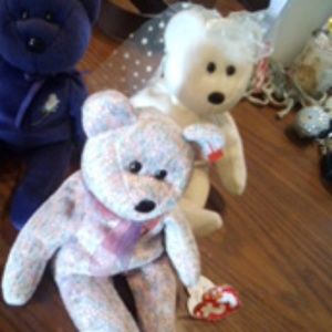 3 beanie babies, princess Diana, 2001 signature be